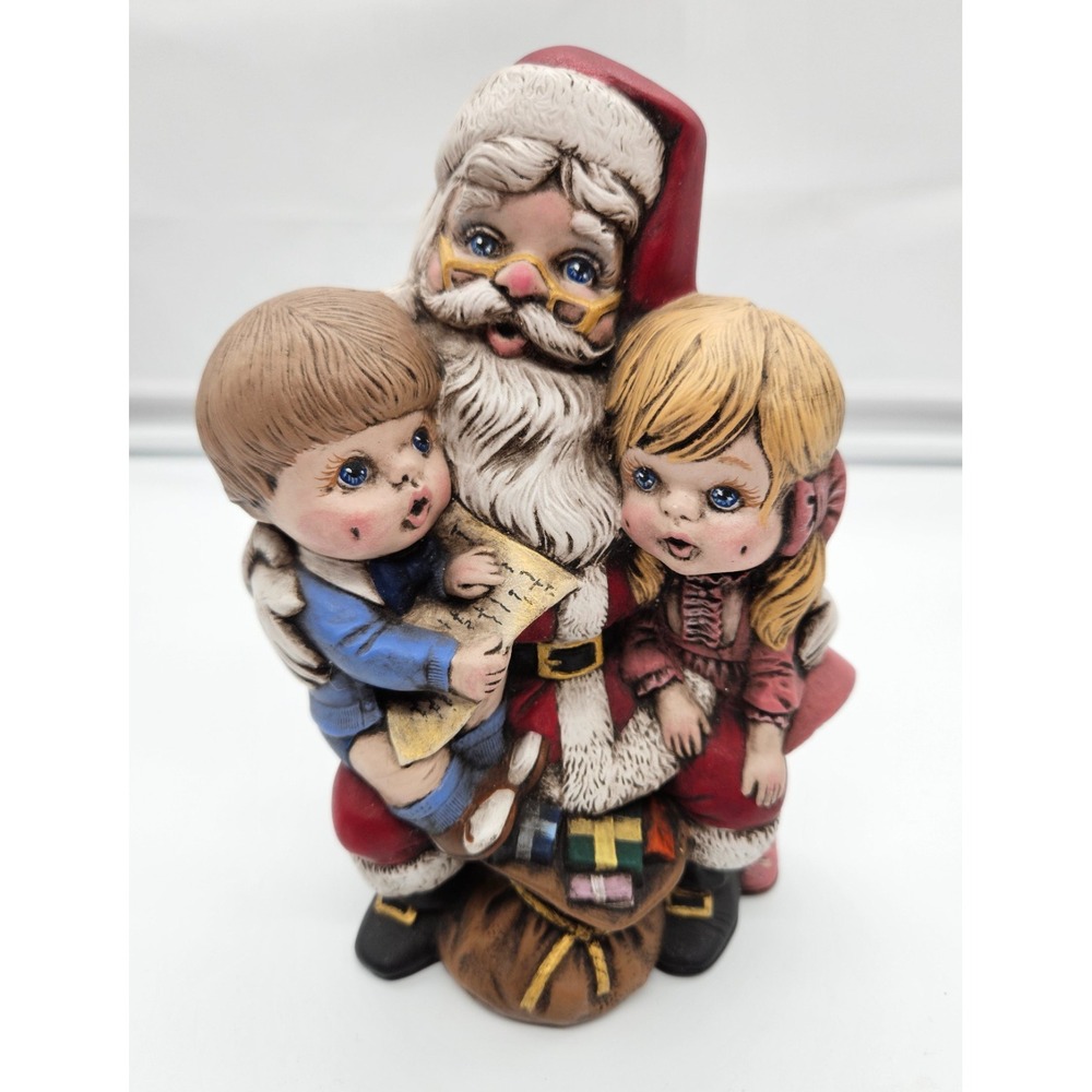 Vintage Ceramic‎ Santa Claus Holding Children Christmas Figurine 1993